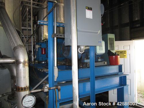 Used GEA / Niro Falling Film Mechanical Vapor Recompression (MVR) Evaporator. Single effect, approximately 1,500 square feet. Evaporative capacity: 3,688 lb/hour water. Materials of construction: pri...