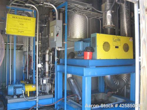 Used GEA / Niro Falling Film Mechanical Vapor Recompression (MVR) Evaporator. Single effect, approximately 1,500 square feet. Evaporative capacity: 3,688 lb/hour water. Materials of construction: pri...