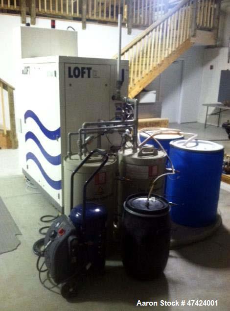 Used KMU Loft MVR Evaporator, Model LE-50. Evaporation capacity is rated at 50 liters/hr. or 1,200 liters for a 24 hr. period. Approximately 6' long x 3' wide x 6' high. 480VAC 3-phase power. Include...
