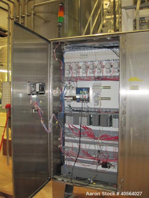 Used Ing. A. Rossi Triple Effect Continuous Fractional Evaporator, model ULTER, 316 stainless steel product contact areas. Approximately 2,500 to 3,000 square foot area. Forced circulation, rising fi...