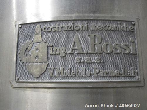 Used Ing. A. Rossi Triple Effect Continuous Fractional Evaporator, model ULTER, 316 stainless steel product contact areas. Approximately 2,500 to 3,000 square foot area. Forced circulation, rising fi...