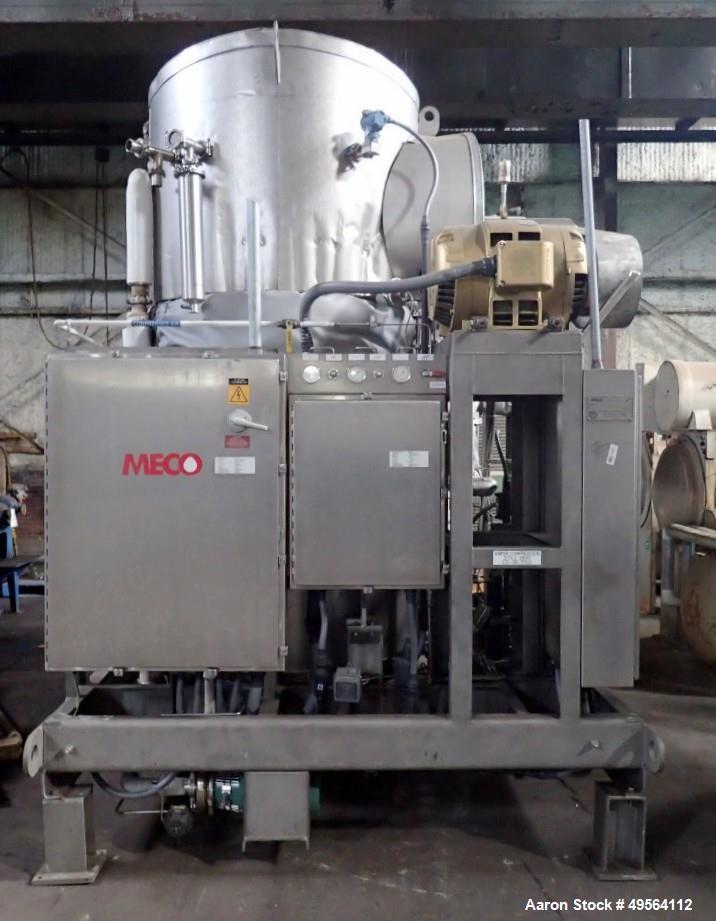 Used MECO Vapor Compression Still, Model PES1000MSSH. Nominally rated 1000 gph. 75 hp blower. Skid mounted. Serial# 7702, built 2001.