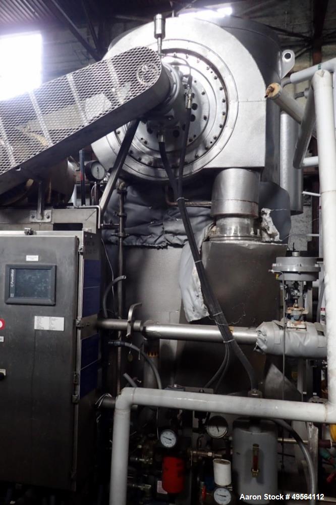 Used MECO Vapor Compression Still, Model PES1000MSSH. Nominally rated 1000 gph. 75 hp blower. Skid mounted. Serial# 7702, built 2001.