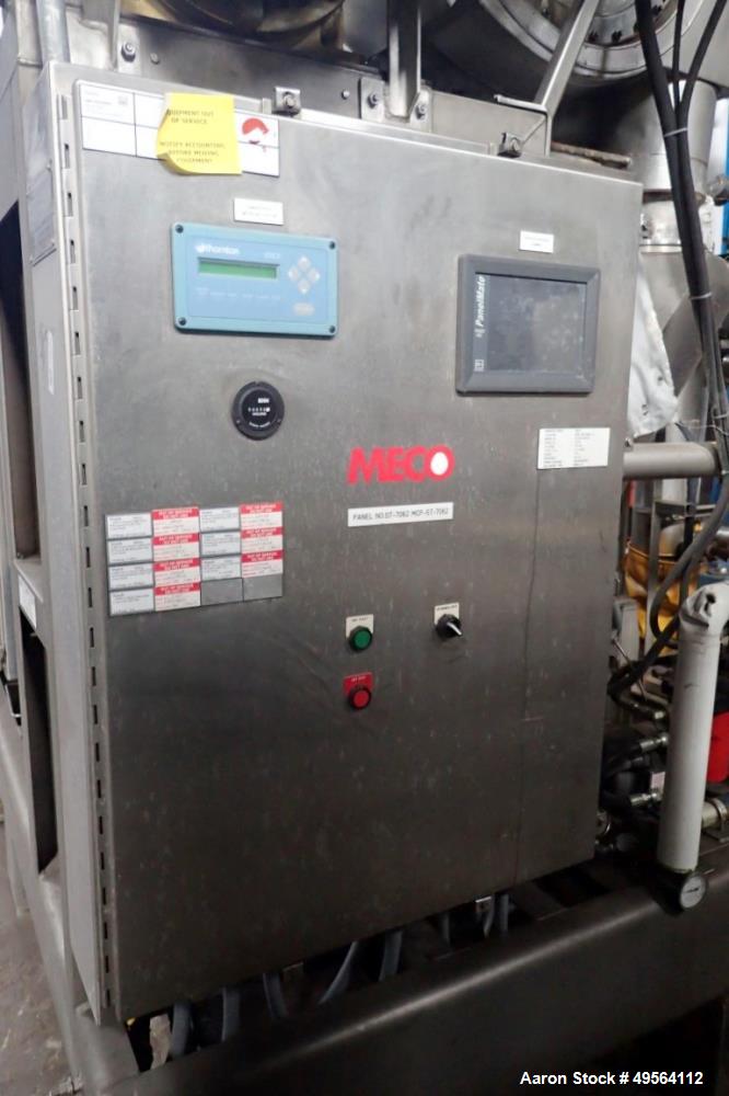 Used MECO Vapor Compression Still, Model PES1000MSSH. Nominally rated 1000 gph. 75 hp blower. Skid mounted. Serial# 7702, built 2001.