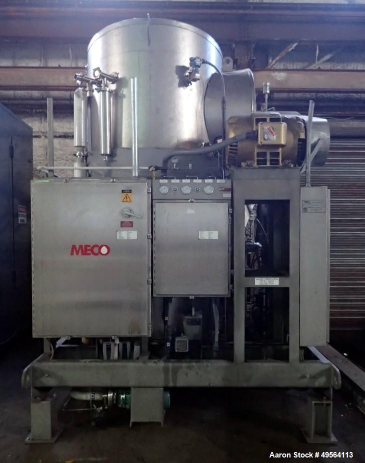 Used MECO Vapor Compression Still, Model PES1000MSSH. Nominally rated 1000 gph. 75 hp blower. Skid mounted. Serial# 7701, built 2001.