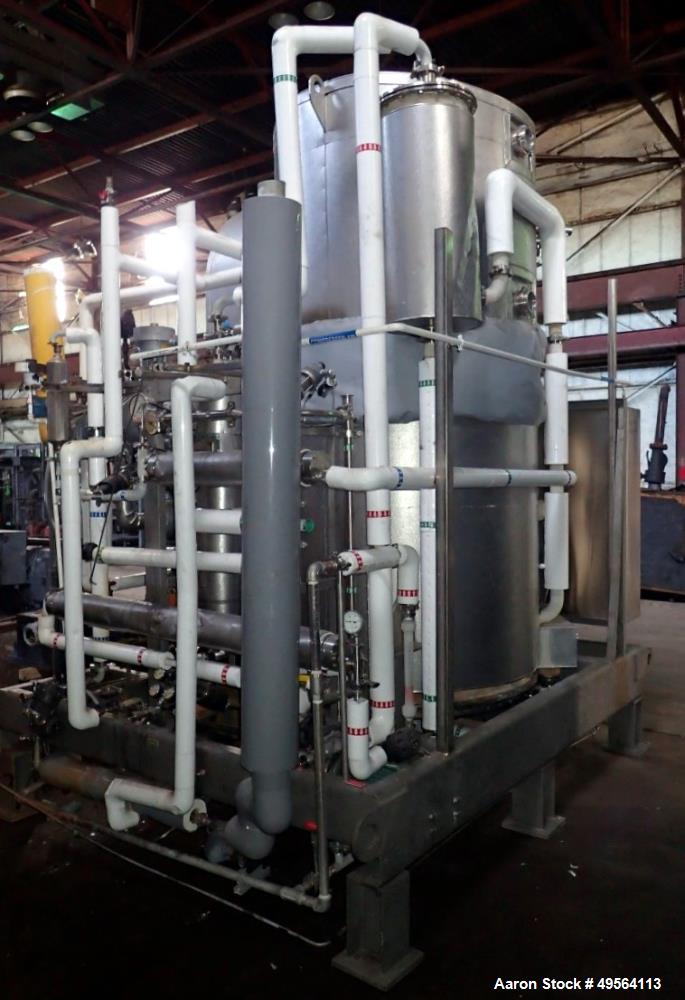 Used MECO Vapor Compression Still, Model PES1000MSSH. Nominally rated 1000 gph. 75 hp blower. Skid mounted. Serial# 7701, built 2001.