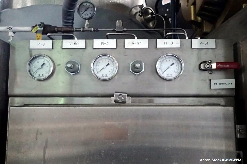 Used MECO Vapor Compression Still, Model PES1000MSSH. Nominally rated 1000 gph. 75 hp blower. Skid mounted. Serial# 7701, built 2001.