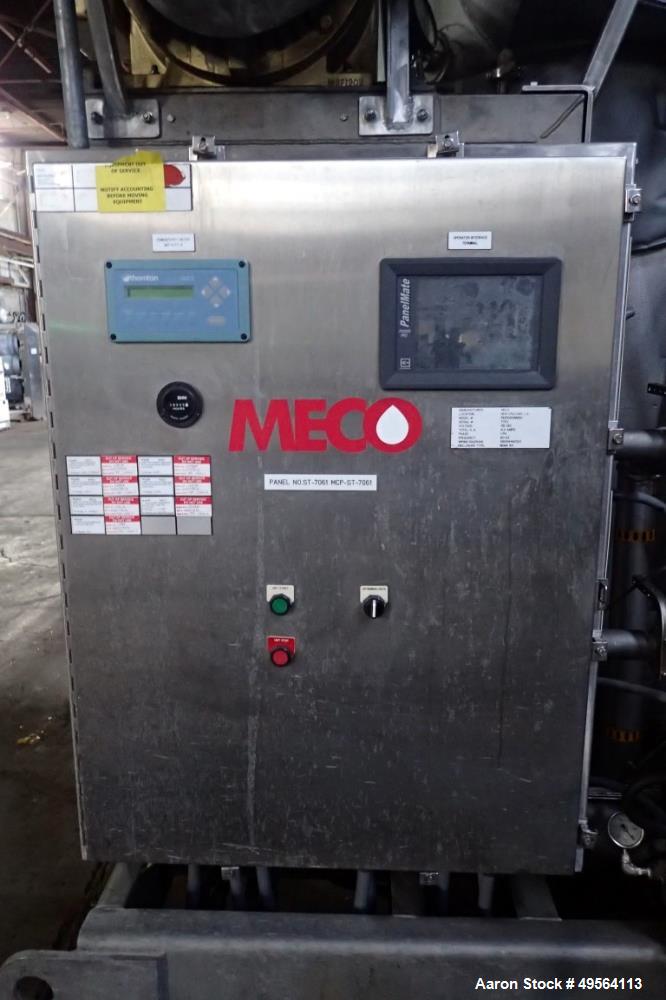 Used MECO Vapor Compression Still, Model PES1000MSSH. Nominally rated 1000 gph. 75 hp blower. Skid mounted. Serial# 7701, built 2001.