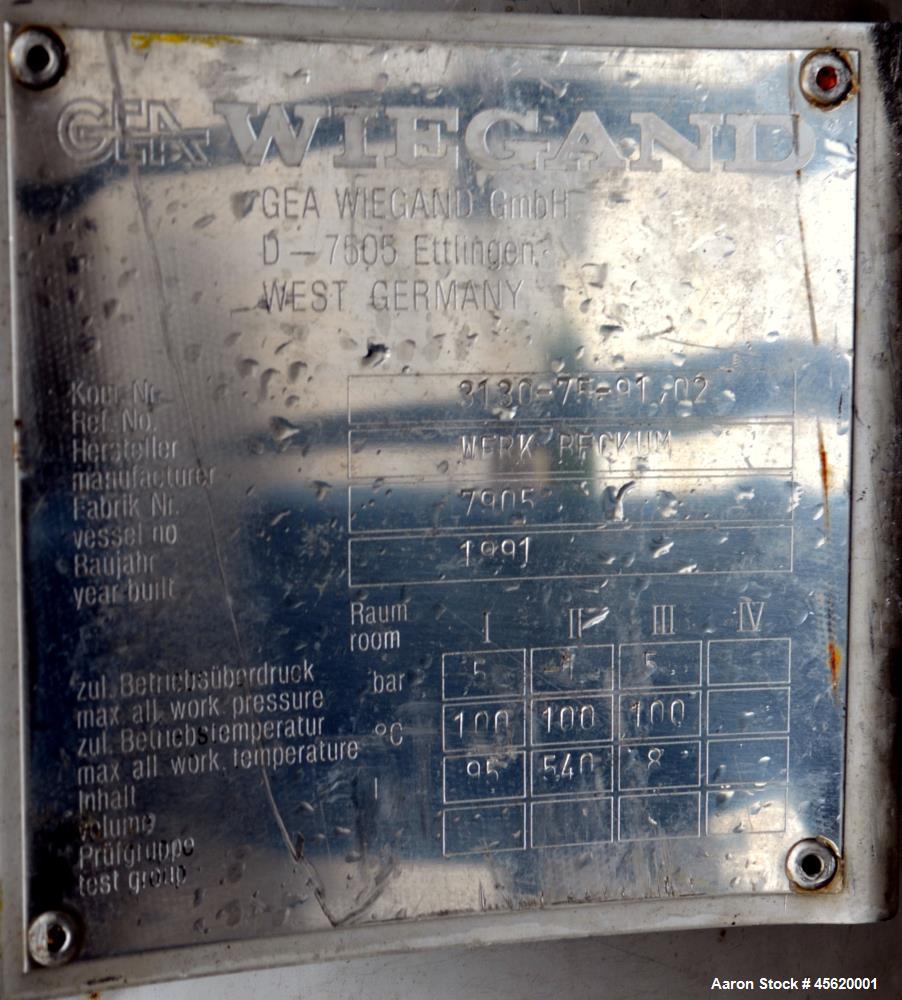 Used GEA Wiegand Double Effect Direct Heated Single Pass Falling Film Evaporato