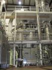 Used Ing. A. Rossi Triple Effect Continuous Fractional Evaporator, model ULTER, 316 stainless steel product contact areas. Approximately 2,500 to 3,000 square foot area. Forced circulation, rising fi...