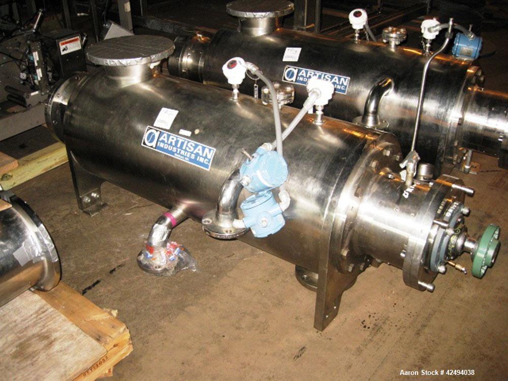 Used Artisan Rotoherm evaporation system, consisting of One 5 sq ft surface area Artisan Rototherm counter-curent evaporator, 316L stainless steel construction, approximately 18" diameter x 48" long ...