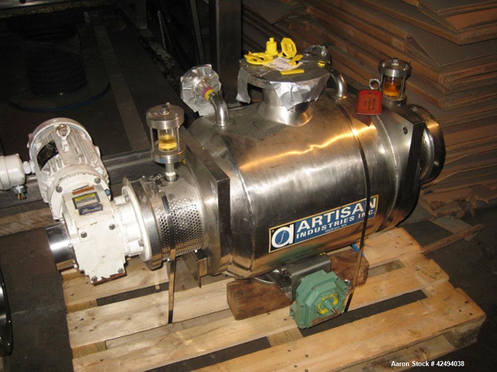 Used Artisan Rotoherm evaporation system, consisting of One 5 sq ft surface area Artisan Rototherm counter-curent evaporator, 316L stainless steel construction, approximately 18" diameter x 48" long ...