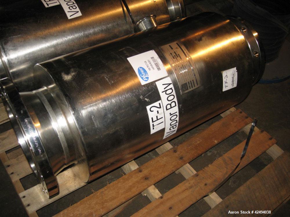 Used Artisan Rotoherm evaporation system, consisting of One 5 sq ft surface area Artisan Rototherm counter-curent evaporator, 316L stainless steel construction, approximately 18" diameter x 48" long ...
