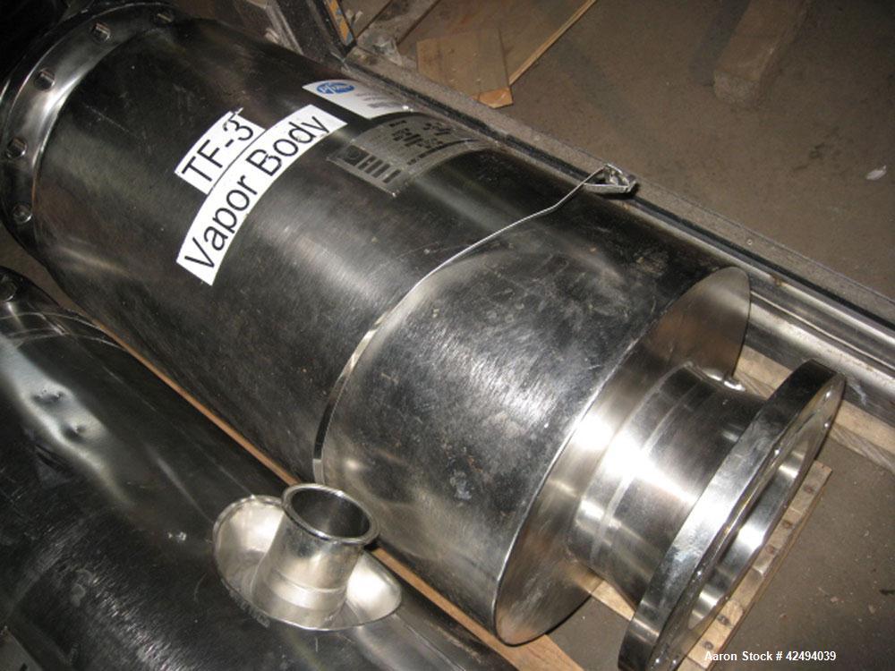Used Artisan Rotoherm evaporation system, consisting of (1) 5 sq ft surface area Artisan Rototherm counter-curent evaporator, 316L stainless steel construction, approximately 18" diameter x 48" long ...