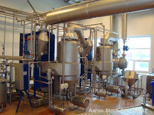 Used- APV 2 Stage Evaporator, Capacity Approximately 4400 lbs/hr (2000 Kg/hr) finished product consisting of: (2) APV evapor...