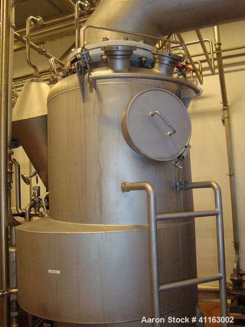 Used- APV 2 Stage Evaporator, Capacity Approximately 4400 lbs/hr (2000 Kg/hr) finished product consisting of: (2) APV evapor...