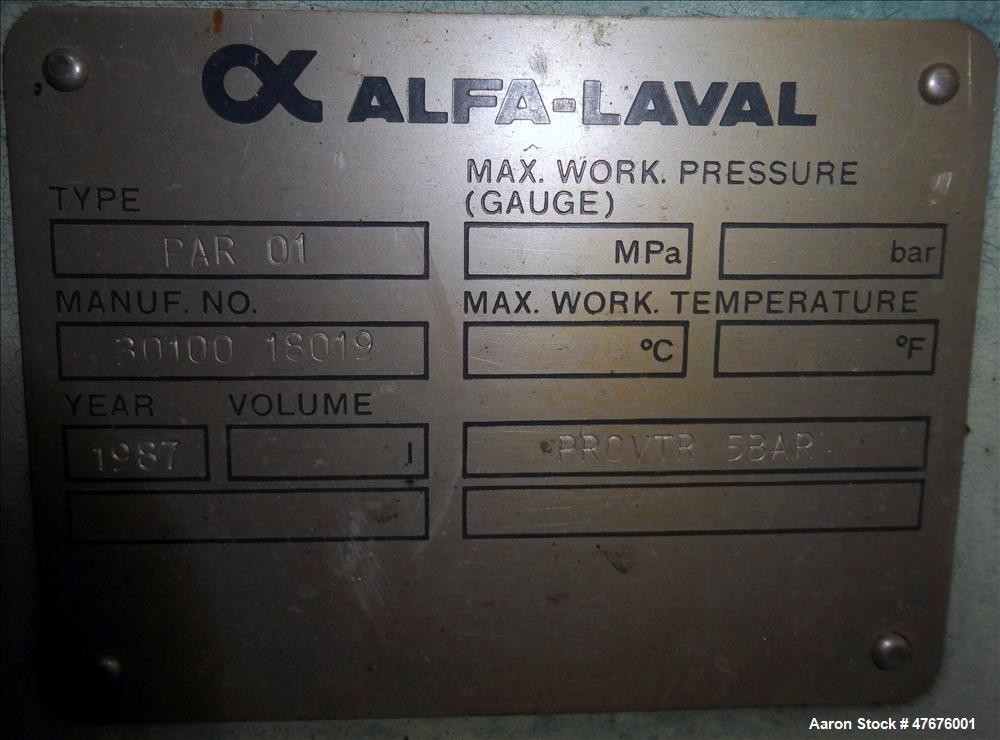 Used- Alfa-Laval Centri-Therm Centrifugal Evaporator, Model CT-6
