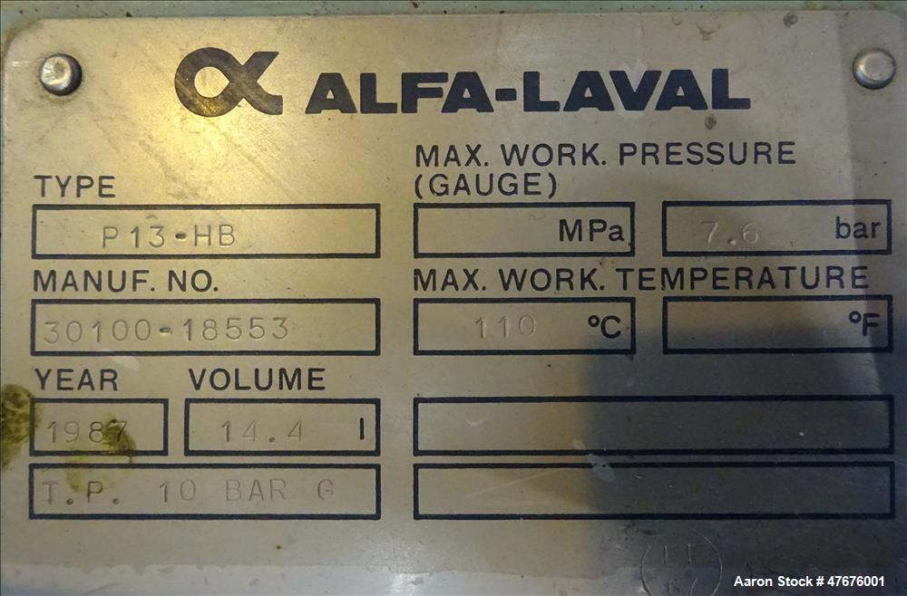 Used- Alfa-Laval Centri-Therm Centrifugal Evaporator, Model CT-6