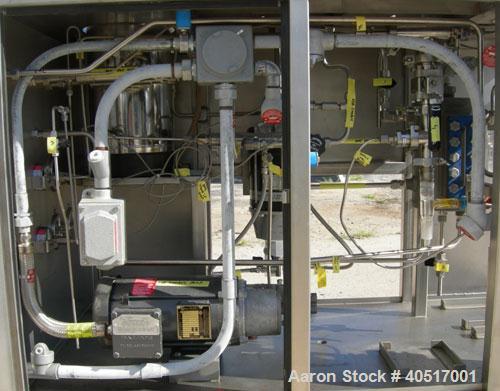 Used Artisan Single Cylinder Thin Film Evaporator, Model Protherm 50.  .5 square feet, horizontal, 316 stainless steel contact areas. 3-7/8" diameter x 13-1/2" long jacketed chamber. Internal rated F...