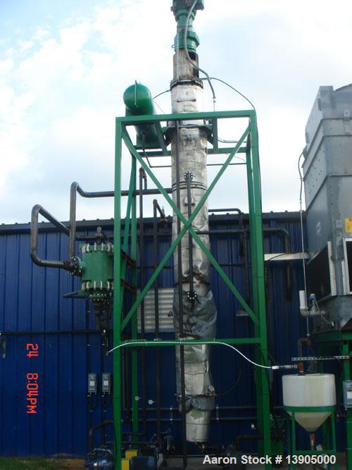 Used Buss-SMS Model LN-0500 Thin Film Evaporator System consisting of 53.8 square foot TFE with product wetted parts of 316L stainless steel. Heating jackets are ASME stamped for 246 psig @ 410 deg F...