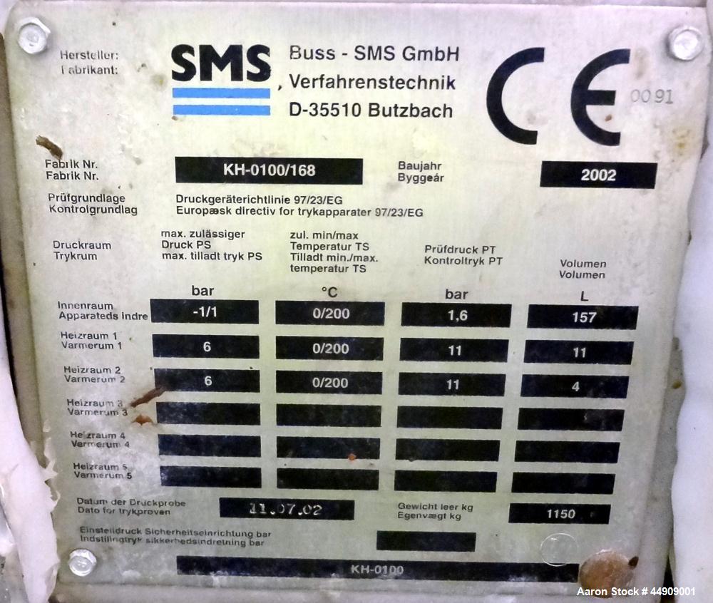 Used Buss SMS Canzler Horizontal Conical Thin Film Evaporator, Model SAKO KH-01