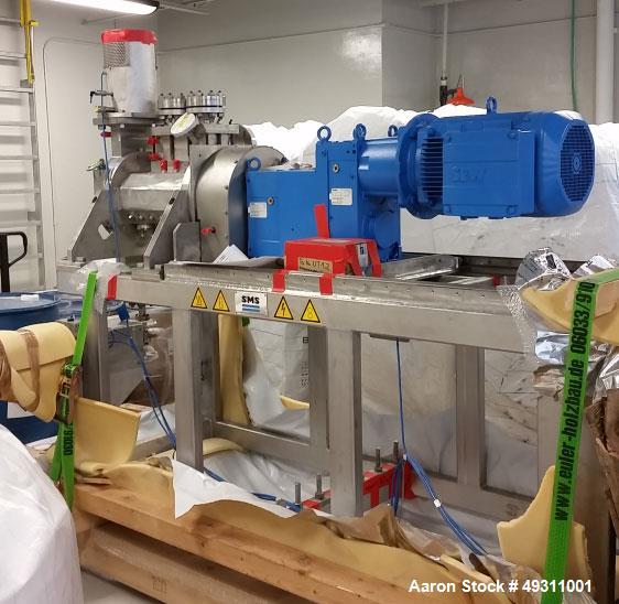 Unused: Buss-SMS-Canzler, Model Reacom, High Viscosity Horizontal Thin Film Processor. Twin Shaft design. Co-Current rotation direction. 1:1 Speed ratio. Stainless steel construction. Operation condi...