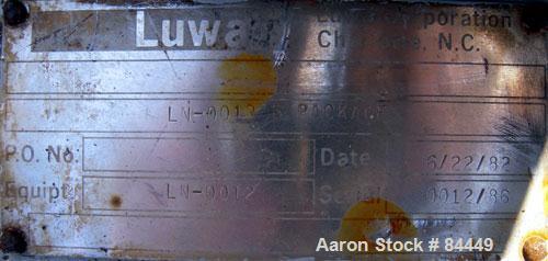 Used- Luwa Thin Film Evaporator, model LN-0012, 316 stainless steel, vertical.1.4 square feet.3" diameter x 21" long jackete...