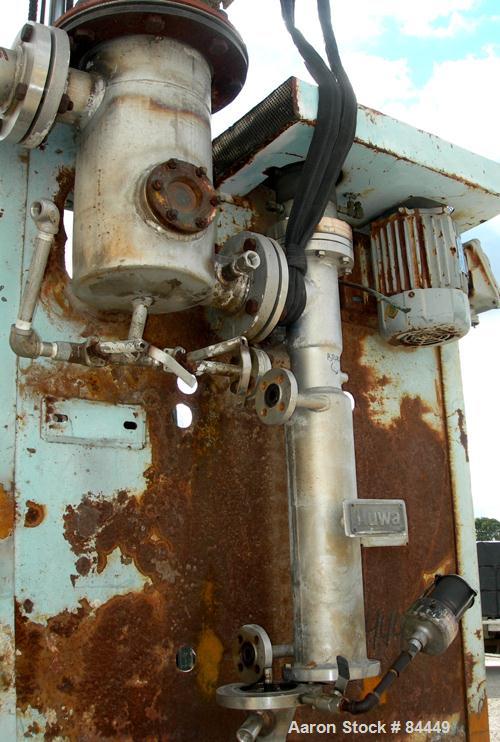 Used Luwa Thin Film Evaporator, model LN-0012, 316 stainless steel, vertical.1.4 square feet.3" diameter x 21" long jacketed thermal section, rated 290 psi at 492 degrees F.3 Star N rotor with fixed ...