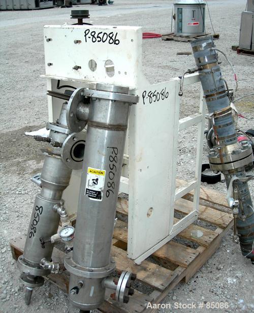 Used Luwa Thin Film Evaporator, Model LN-0012, 1.4 Square Feet, 316 Stainless Steel, Vertical. 3" diameter x 21" long jacketed thermal section, 4 Star N rotor with fixed blades, 3" vapor outlet, coni...