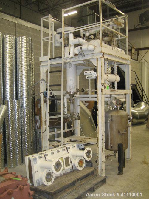 Used Luwa Thin Film Evaporator, 5.4 square feet, model LN-0050, stainless steel. Driven by a  2 hp xp motor. Includes a condenser, approximate 50 gallon stainless steel receiver tank, 20" diameter x ...