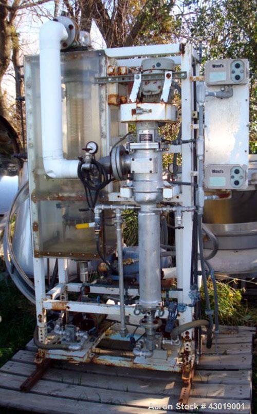 Used Luwa Thin Film Evaporator, Model NL-082/500/14, 316 Stainless Steel. Approximately 1.4 square feet surface area, 3" diameter x 21" long jacketed thermal section. Internal rated -1 bar (-14.50 ps...