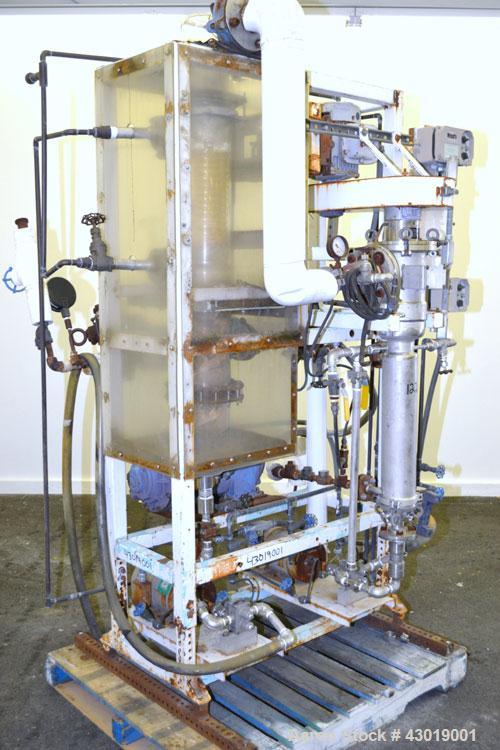 Used Luwa Thin Film Evaporator, Model NL-082/500/14, 316 Stainless Steel. Approximately 1.4 square feet surface area, 3" diameter x 21" long jacketed thermal section. Internal rated -1 bar (-14.50 ps...