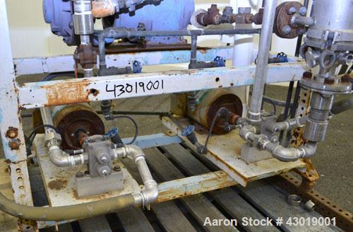 Used Luwa Thin Film Evaporator, Model NL-082/500/14, 316 Stainless Steel. Approximately 1.4 square feet surface area, 3" diameter x 21" long jacketed thermal section. Internal rated -1 bar (-14.50 ps...