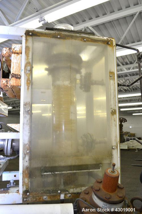 Used Luwa Thin Film Evaporator, Model NL-082/500/14, 316 Stainless Steel. Approximately 1.4 square feet surface area, 3" diameter x 21" long jacketed thermal section. Internal rated -1 bar (-14.50 ps...