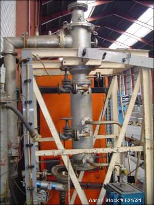USED: Luwa evaporator. Material of construction is 316 stainless steel. 5.16 square feet (0.5 m2). 6.6" diameter x 39" straight side (170mmx 1000mm) jacketed chamber. Working pressure 150 psi (10 bar...