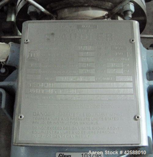 Used Pfaudler Wiped Film Evaporator, Model 1.2-6L-WFE. Includes (1) Pfaudler .5 square foot 316L stainless steel shell and tube heat exchanger. Shell rated 100 psi at 350 deg F, tubes rated 150 psi/f...