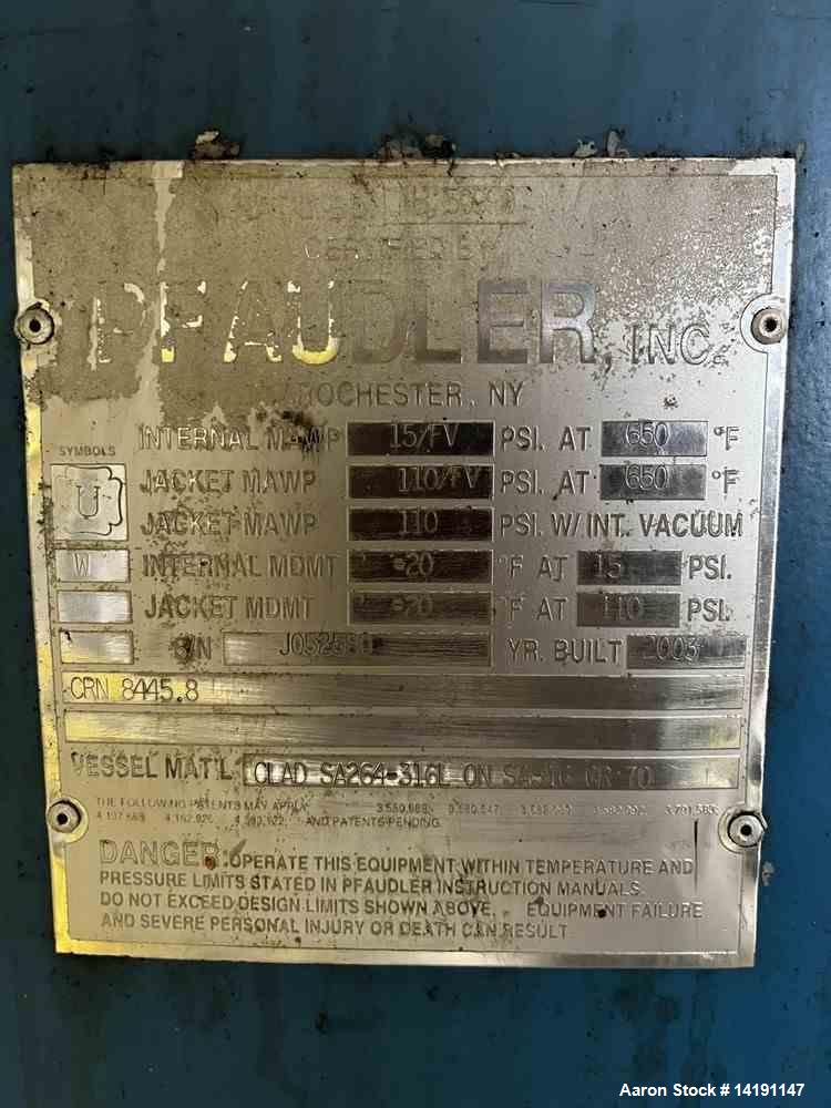 Used Pfaudler 231 Sq. Ft. 316L Stainless Steel Wiped Film Evaporator – Thin Film Evaporator