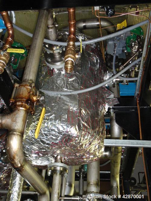 Used Pfaudler Wipe Film Evaporator. Approximately 25 square feet, 316 stainless steel, internal rated 25 psi/full vacuum @ 650 deg F, jacket rated 150 psi @ 650 deg F, 4 gpm, rated capacity 2 mm gall...