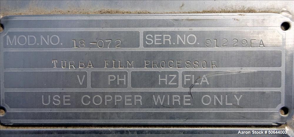 Used- Votator Turba-Film Agitated Thin Film Evaporator, Model 18-072,