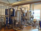 Used APV 2 Stage Evaporator, Capacity Approximately 4400 lbs/hr (2000 Kg/hr) finished product consisting of: (2) APV evaporators 29.25” diameter x 46.8” straight side (750 mm diameter x 1200 mm strai...