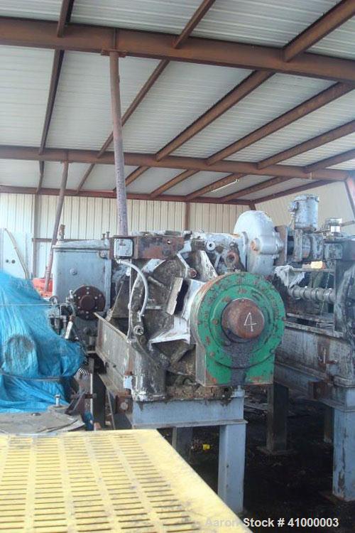Used Anderson Expeller, 55" Duo. 1.5 to 2 tons of meal and oil per hour, capacity 9879. Manufactured circa 1960. Having a 6" diameter x 55" long tapered expeller press shaft powered by a 75 hp, 1775 ...