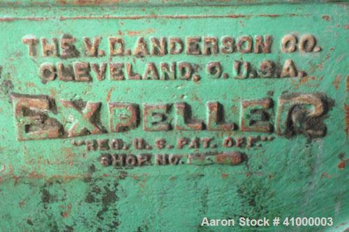 Used Anderson Expeller, 55" Duo. 1.5 to 2 tons of meal and oil per hour, capacity 9879. Manufactured circa 1960. Having a 6" diameter x 55" long tapered expeller press shaft powered by a 75 hp, 1775 ...