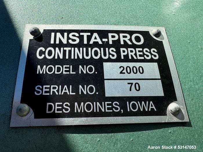 Used Insta-Pro Model 2000 Continuous Expeller Press – Oil Extraction