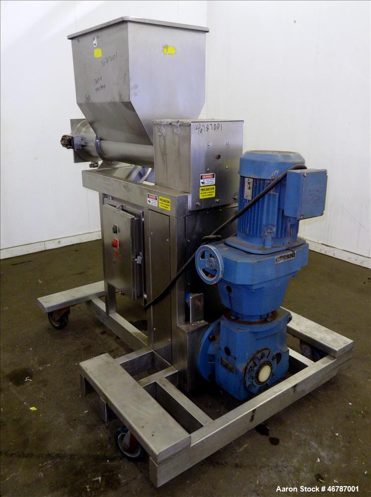 Used Food Grade "Auger-Style" Extruding Machine, 304 Stainless Steel.