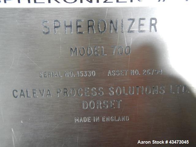 Used- Stainless Steel Caleva Spheronizer, Model 700