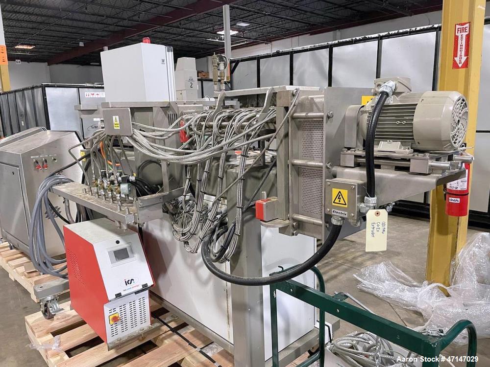 Used Baker Perkins MP24 Twin Screw Extruder with Chiller, PLC Controls & Spare Parts – Built 2015