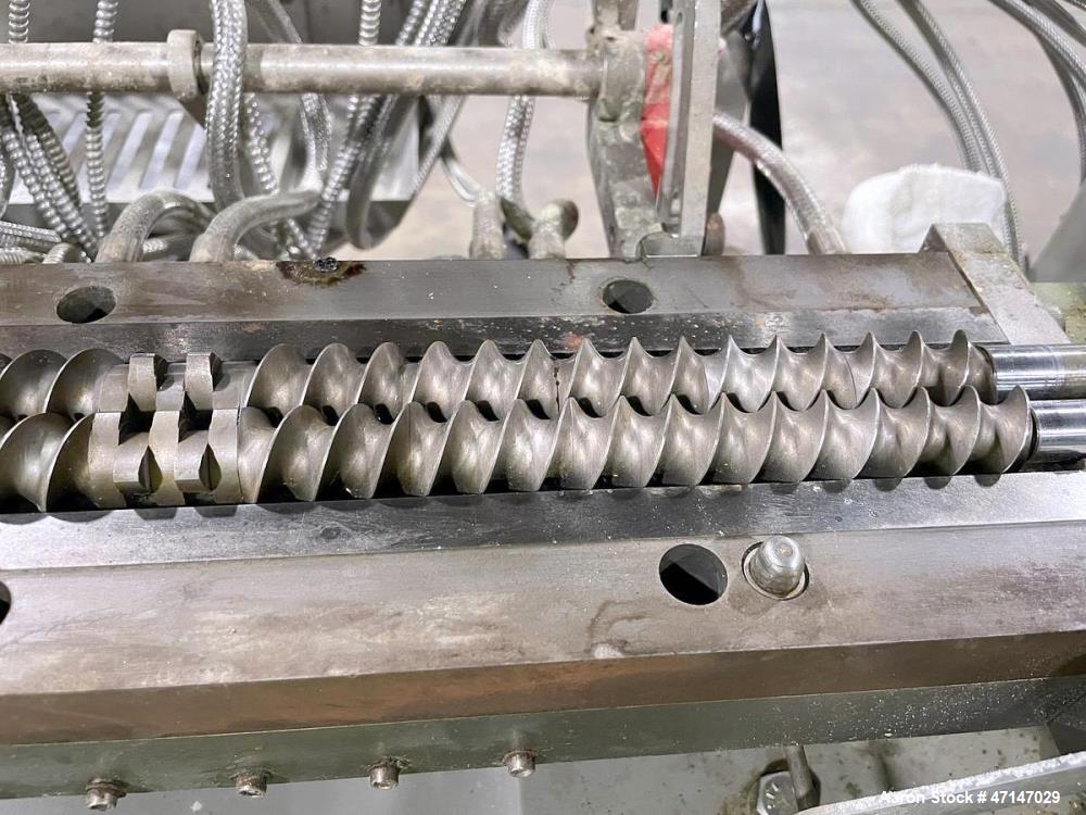 Used Baker Perkins MP24 Twin Screw Extruder with Chiller, PLC Controls & Spare Parts – Built 2015
