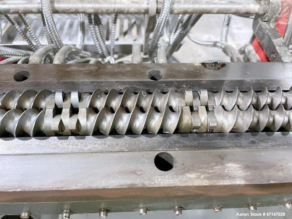 Used Baker Perkins MP24 Twin Screw Extruder with Chiller, PLC Controls & Spare Parts – Built 2015