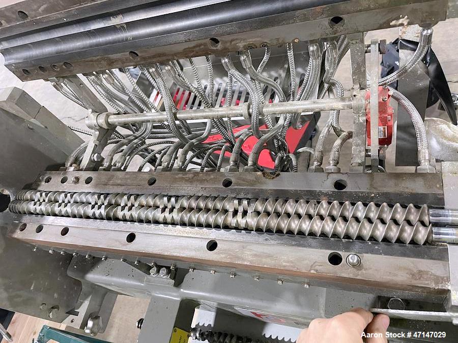 Used Baker Perkins MP24 Twin Screw Extruder with Chiller, PLC Controls & Spare Parts – Built 2015