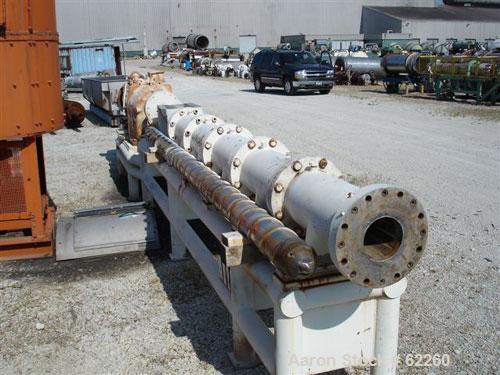 Used Bonnot Type 6" Continuous Cooking Extruder. Stainless steel contact parts. 6 Jacketed barrel sections 24-1/2" long rated 250 psi (steam), 8' barrel length 122.5". 9" wide x 17" long feed throat ...
